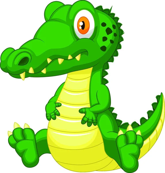 Roztomilý Krokodýlí Kreslený Vektor Ilustrace — Stockový vektor