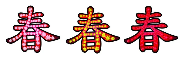 Κινεζική Λέξη Άνοιξη Πολύχρωμη Διανυσματική Απεικόνιση — Διανυσματικό Αρχείο