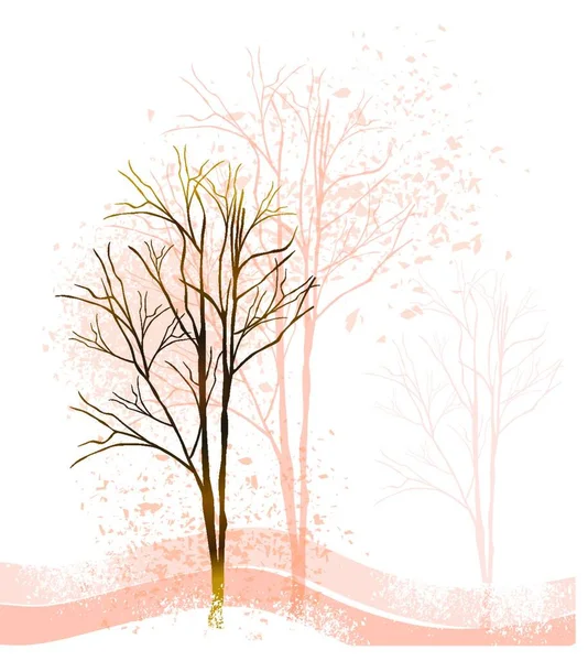 Grunge Tree Background Красочная Векторная Иллюстрация — стоковый вектор