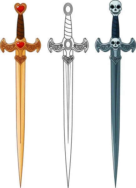 Trois Épées Illustration Vectorielle Colorée — Image vectorielle