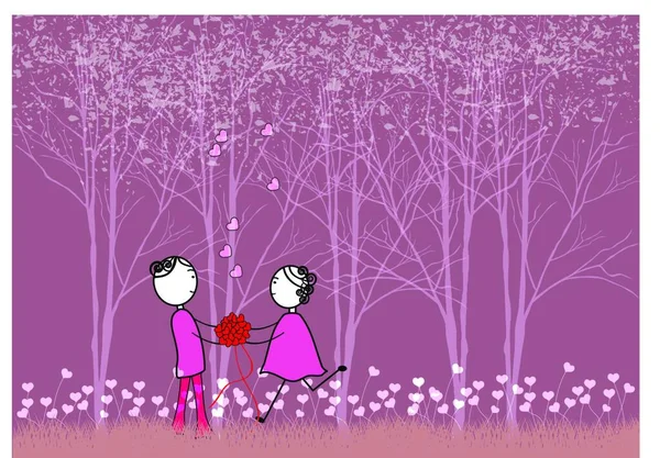 Couple Amoureux Illustration Vectorielle Colorée — Image vectorielle
