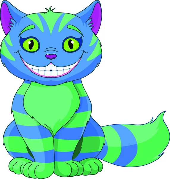 Uśmiechnięty Kot Cheshire Kolorowy Wektor Ilustracji — Wektor stockowy
