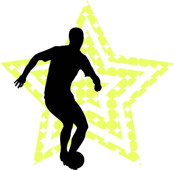 Concepto Estrella Fútbol Con Jugador — Vector de stock