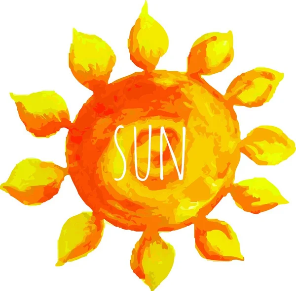 Acuarela Sol Vector Colorido Ilustración — Vector de stock