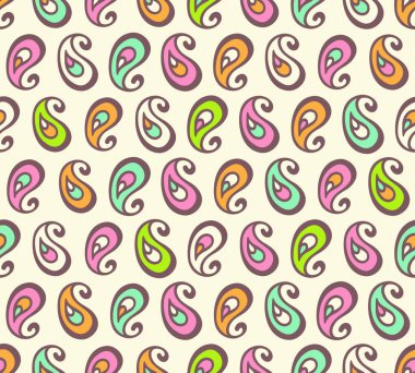 Paisley dikişsiz parmak izinin çizimi.