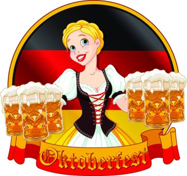 Web için Oktoberfest kız simgesi, vektör illüstrasyonu
