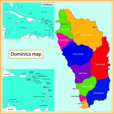 Dominica haritası, grafik vektör illüstrasyonu