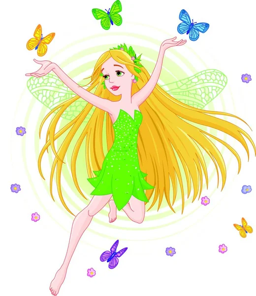Illustration Spring Fairy — Stock Vector