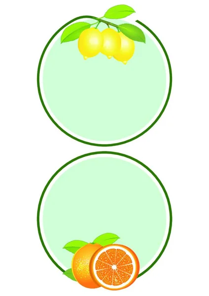 Limonlar Portakallar Etiket Vektör Çizimi — Stok Vektör