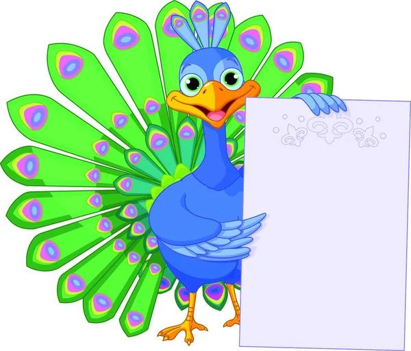 Peacock Holding Placard Vector Illustratie — Stockvector