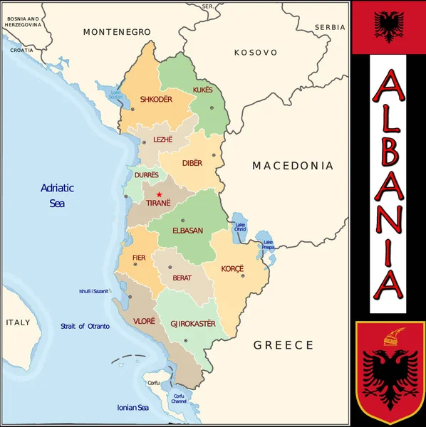 Illustration Albania Divisions — Stock Vector