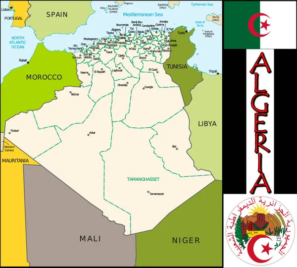 Illustration Algeria Divisions — Stock Vector