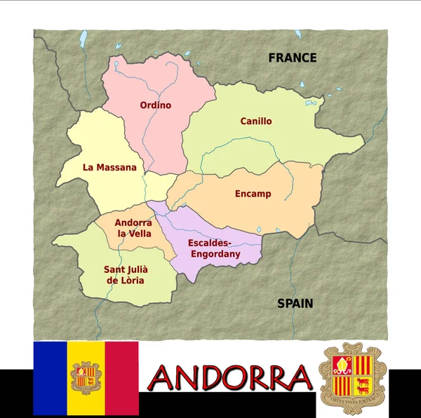 Illustratie Van Andorra Sectoren — Stockvector