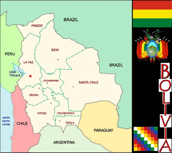 Illustrazione Delle Divisioni Bolivia — Vettoriale Stock