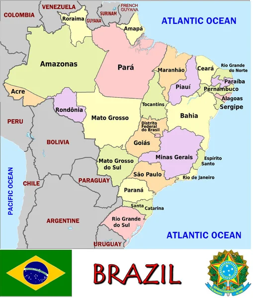 说明巴西的划分 — 图库矢量图片