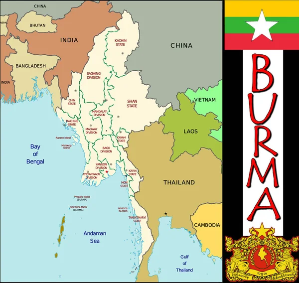 Burma Bölümlerinin Çizimi — Stok Vektör