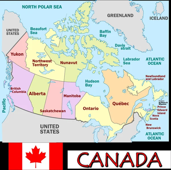 Illustration Kanadensiska Områdena — Stock vektor