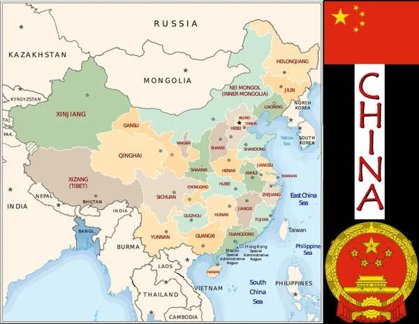 Απεικόνιση Των Διαιρέσεων Της Κίνας — Διανυσματικό Αρχείο