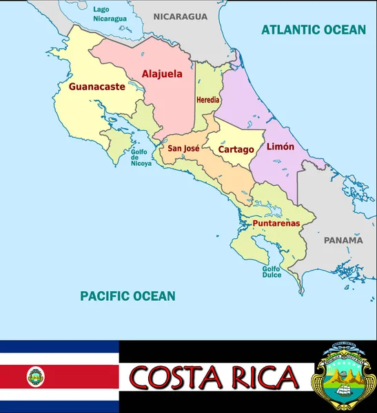 Ilustración Las Divisiones Costa Rica — Archivo Imágenes Vectoriales