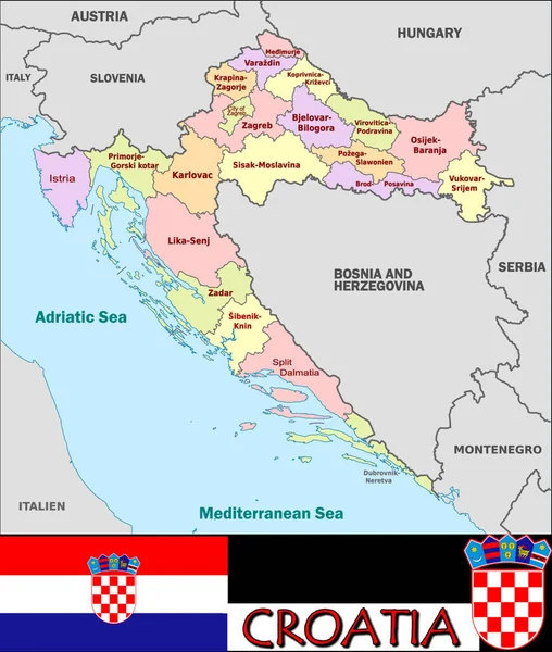 Ilustracja Podziałów Chorwacji — Wektor stockowy