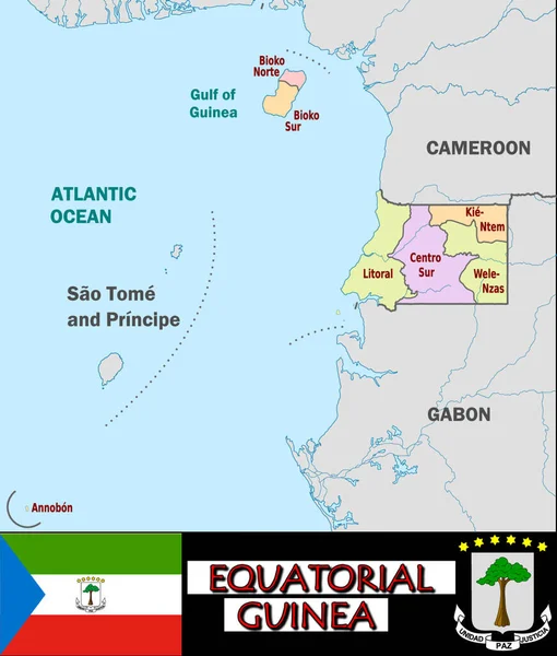 Illustration Equatorial Guinea Divisions — Stock Vector