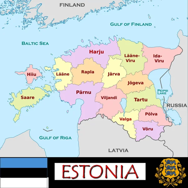 Απεικόνιση Των Διαιρέσεων Της Εσθονίας — Διανυσματικό Αρχείο