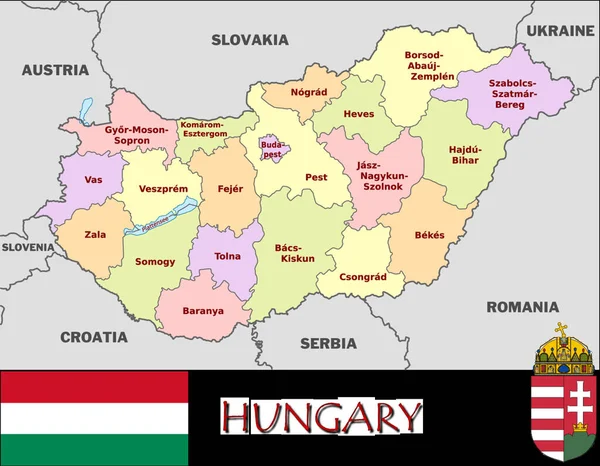 Illustration Hungary Divisions — Stock Vector