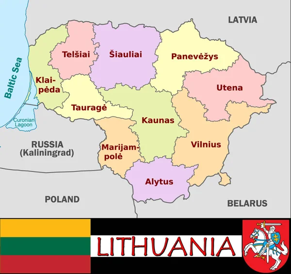 Illustration Lithuania Divisions — Stock Vector