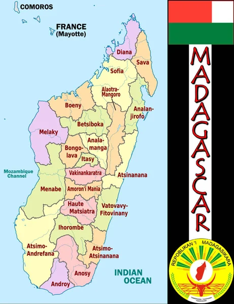 Illustratie Van Madagaskar Divisies — Stockvector
