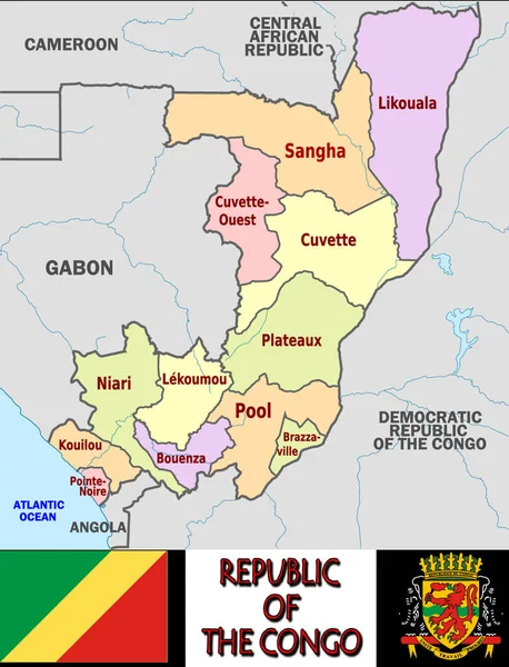 Ilustración Las Divisiones República Del Congo — Vector de stock