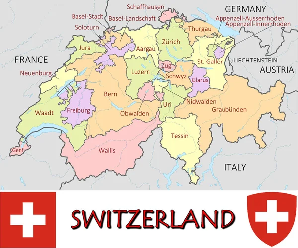 Απεικόνιση Των Τμημάτων Της Ελβετίας — Διανυσματικό Αρχείο