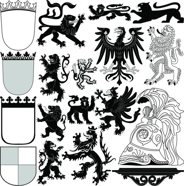 Ilustrace Heraldických Královských Prvků — Stockový vektor