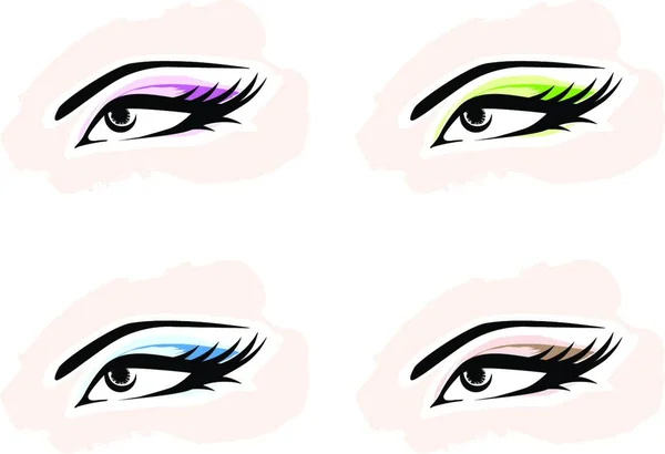 Illustratie Van Vrouw Eye Set — Stockvector