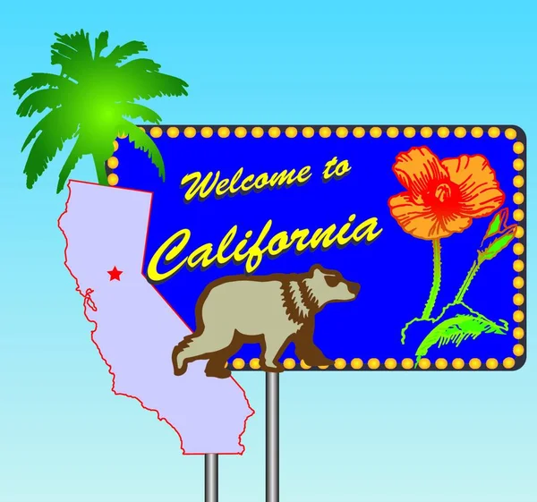 Illustratie Van Welkom Californië — Stockvector