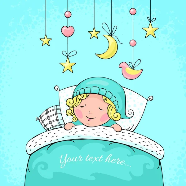 Adorable Niño Dormido Ilustración Vectorial Simple — Vector de stock