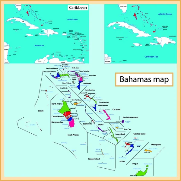 Bahamas Map Web Simple Illustration — Stock Vector