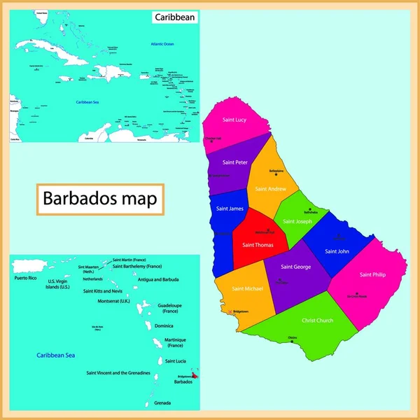 Barbados Mapa Ilustración Vectorial Gráfica — Vector de stock