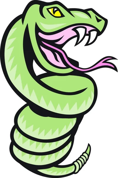 Rattle Serpiente Bobinado Encima Dibujos Animados — Archivo Imágenes Vectoriales