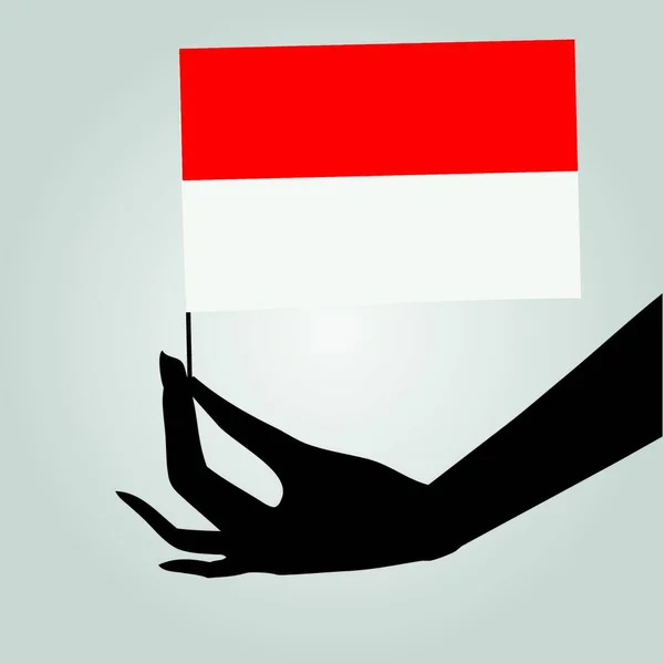 Mano Con Bandera Indonesia Ilustración Vectorial Diseño Simple — Vector de stock
