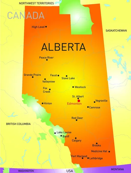 Mapa Província Alberta Ilustração Vetorial Design Simples — Vetor de Stock