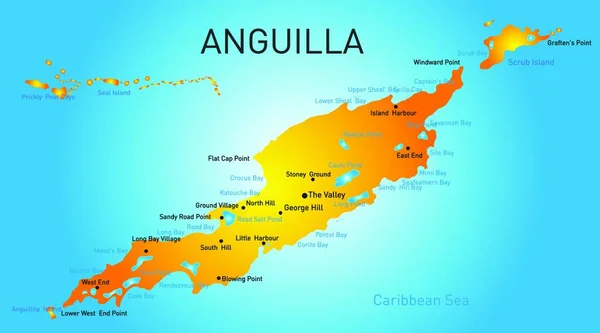 Peta Wilayah Anguilla Ilustrasi Vektor Desain Sederhana - Stok Vektor