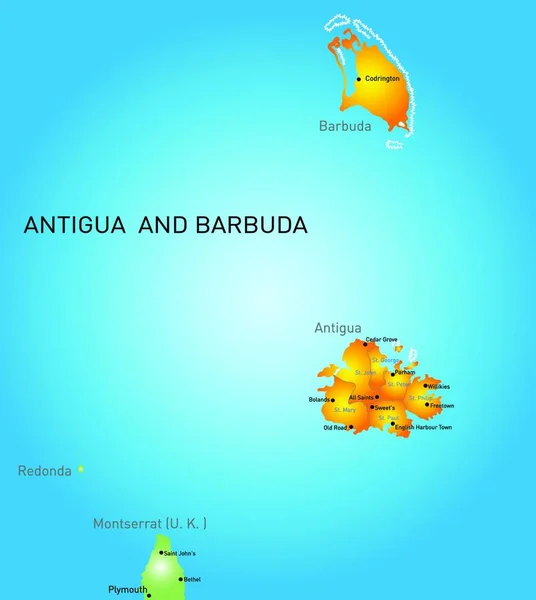 Antigua Barbuda Térkép Vektor Illusztráció Egyszerű Tervezés — Stock Vector