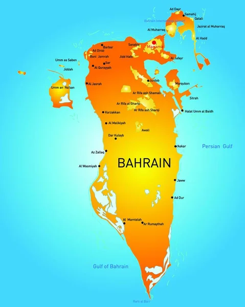 Bahrajn Mapa Wektor Ilustracja Prosty Projekt — Wektor stockowy