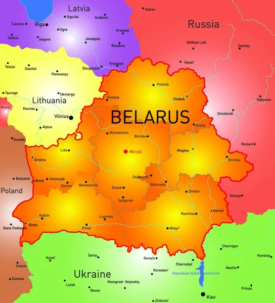Běloruská Mapa Vektorová Ilustrace Jednoduchá Konstrukce — Stockový vektor