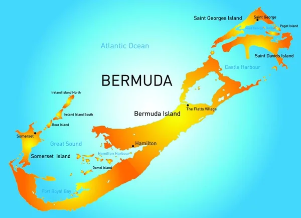 Карта Бермудских Островов Векторная Иллюстрация — стоковый вектор