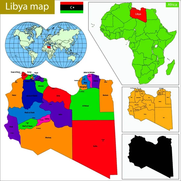 Libia Mapa Vector Ilustración Diseño Simple — Vector de stock