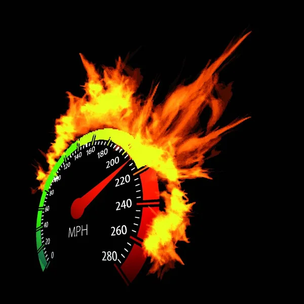 Burning Speedometer Vector Illustration Simple Design — Stock Vector