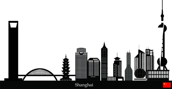 Shanghai Skyline Vector Ilustración Diseño Simple — Vector de stock