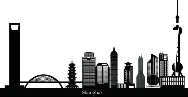 上海スカイラインベクトルイラストシンプルなデザイン — ストックベクタ