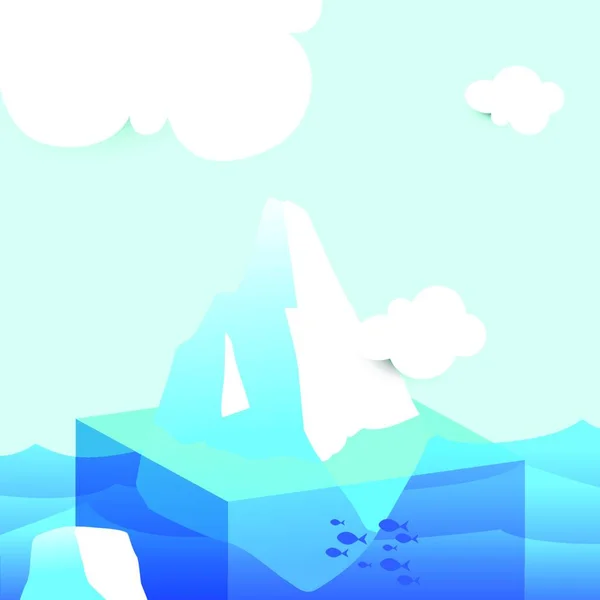 北極の氷山 ベクトル図シンプルなデザイン — ストックベクタ